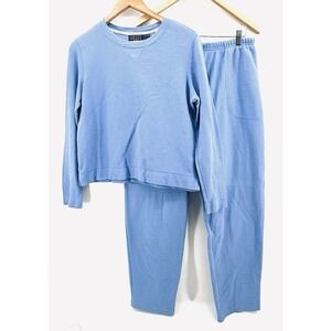 2 pc Crazy Horse Lounge Set Blue Cozy Sweats SZ S Comfy Athleisure GG26